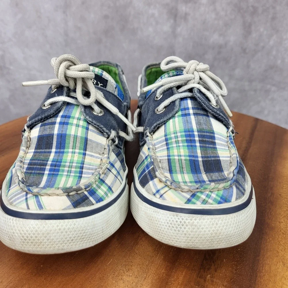 Sperry Top Sider Boat Shoes Womens 6 M Blue Plaid Canvas Loafers Slip On 9755828